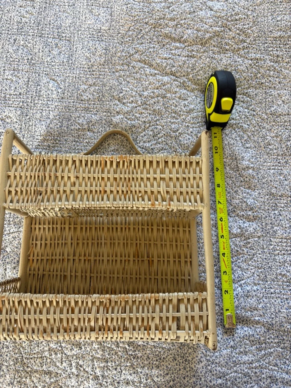 Wicker Two-Tier Storage Basket - Natural Straw Vintage